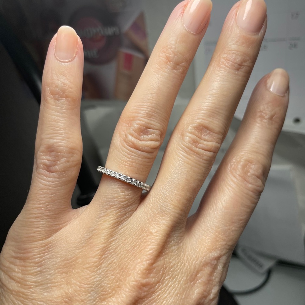 CZ diamond eternity band+Diamond wedding band Gold+Silver+Rose Gold+Thin - Picture 4 of 9